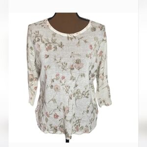 J. Jill Cream Floral Blouse